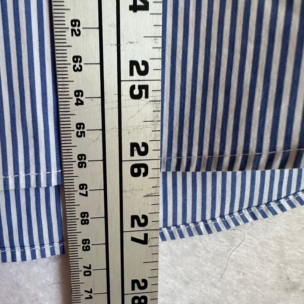 Talbots Petites Blue White Striped Button Down Shirt Long Sleeve LP Cotton Blend - Picture 4 of 7